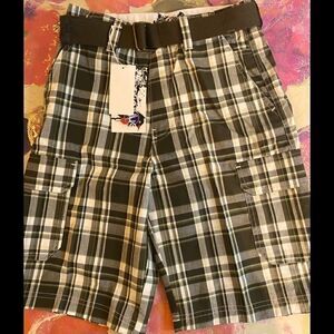 Pacific Blue Boys Plaid Fashion Shorts size14